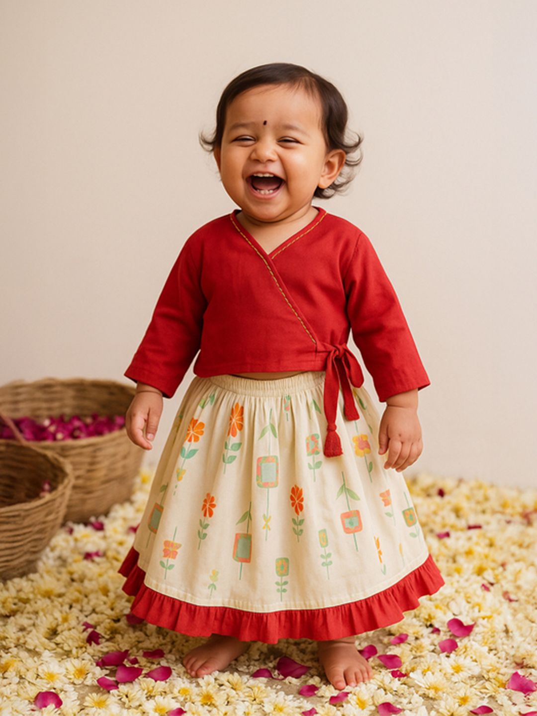 Somersault Infants Girls Ready To Wear Cotton Twirl Wrap Top & Skirt