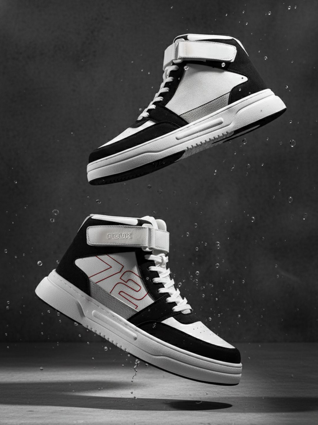 FCUK Men Mid-Top Colourblocked Perforated Sneakers