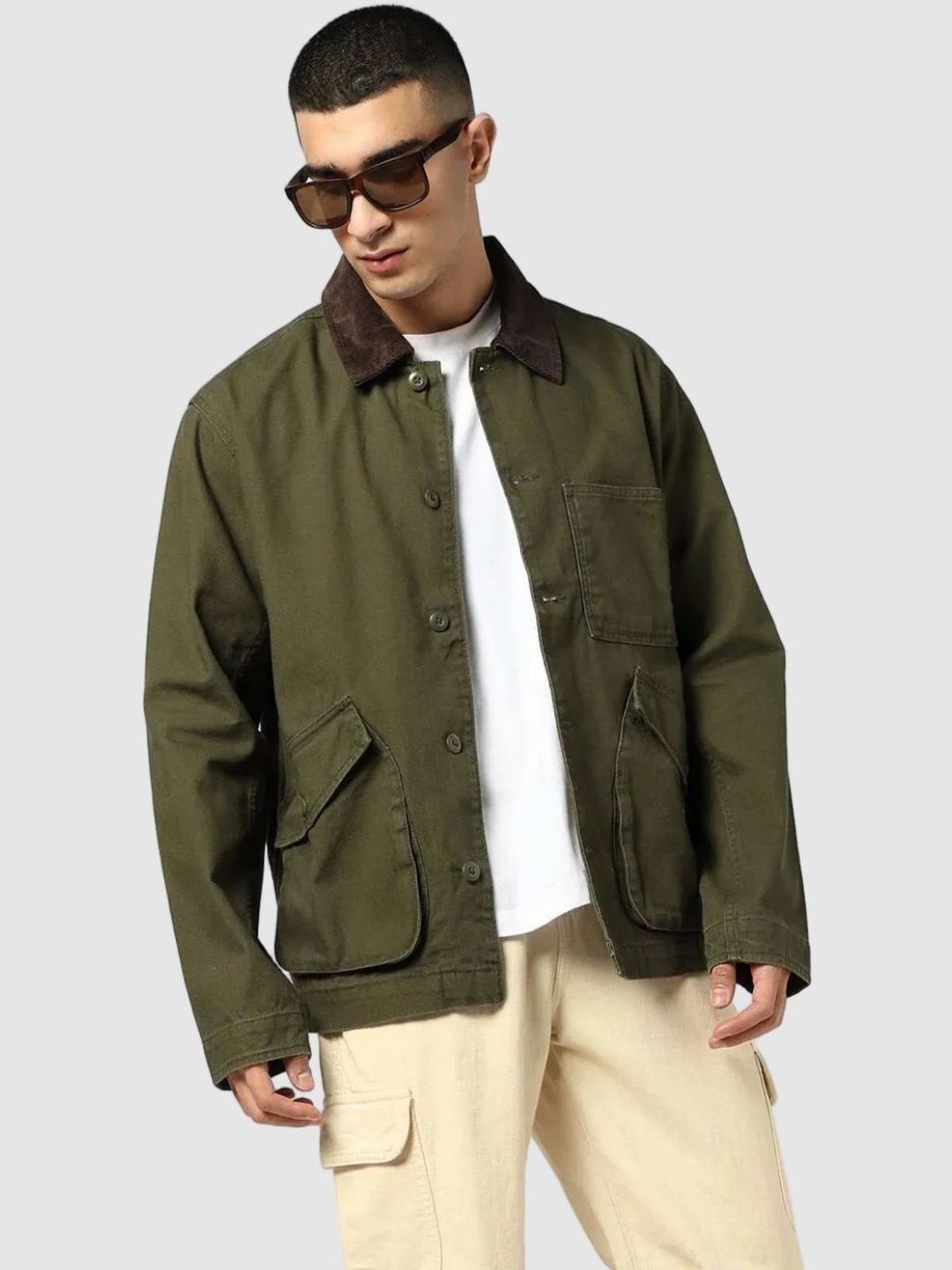 Buy GAP Men Spread Collar Long Sleeves Relaxed Fit Cotton Biker