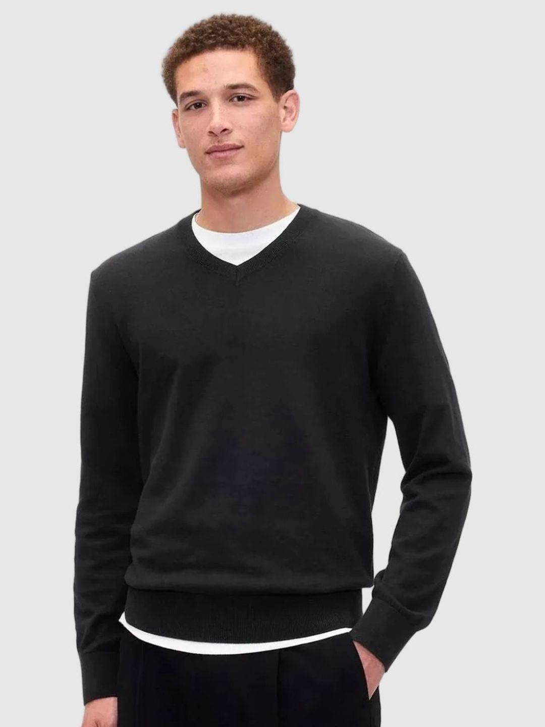 GAP GAP Men Ribbed V-Neck Pullover Sweater