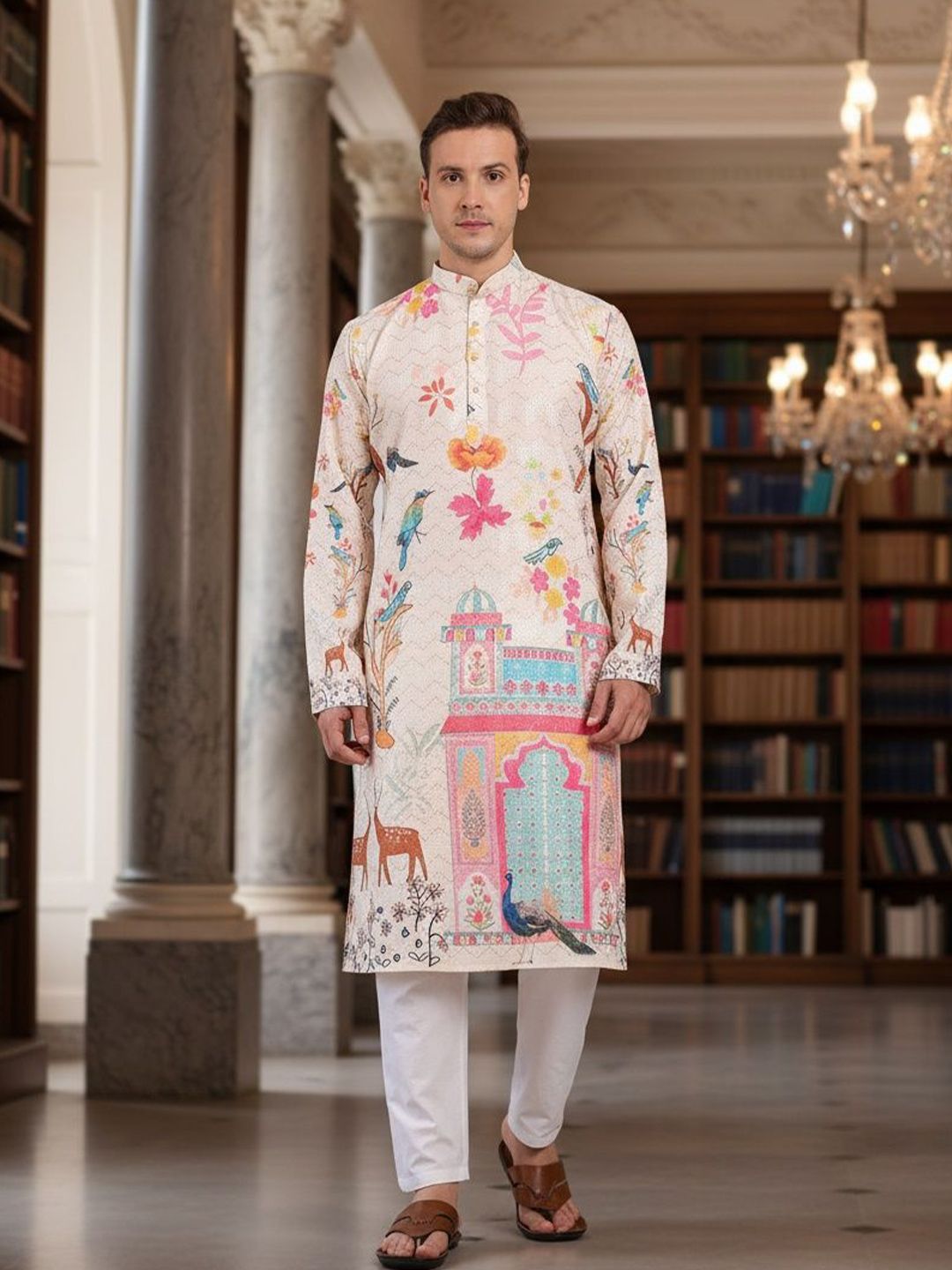 SZN Men Floral Printed Indie Prints Kurta