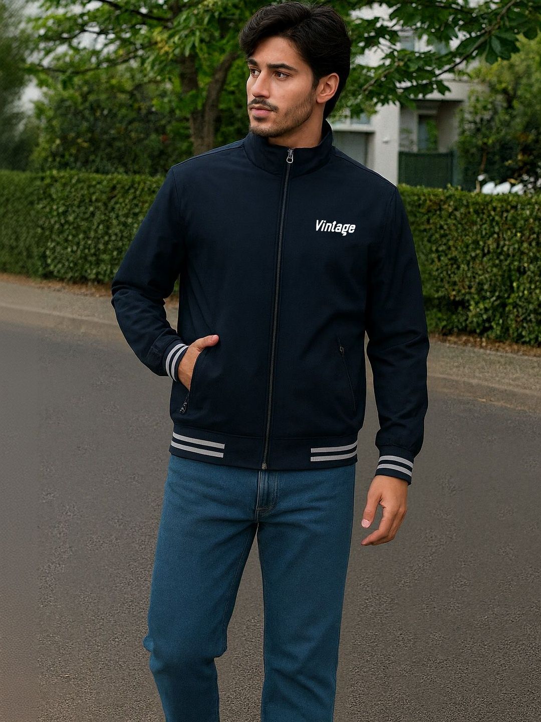 FTX Men Typography Windcheater Bomber Jacket