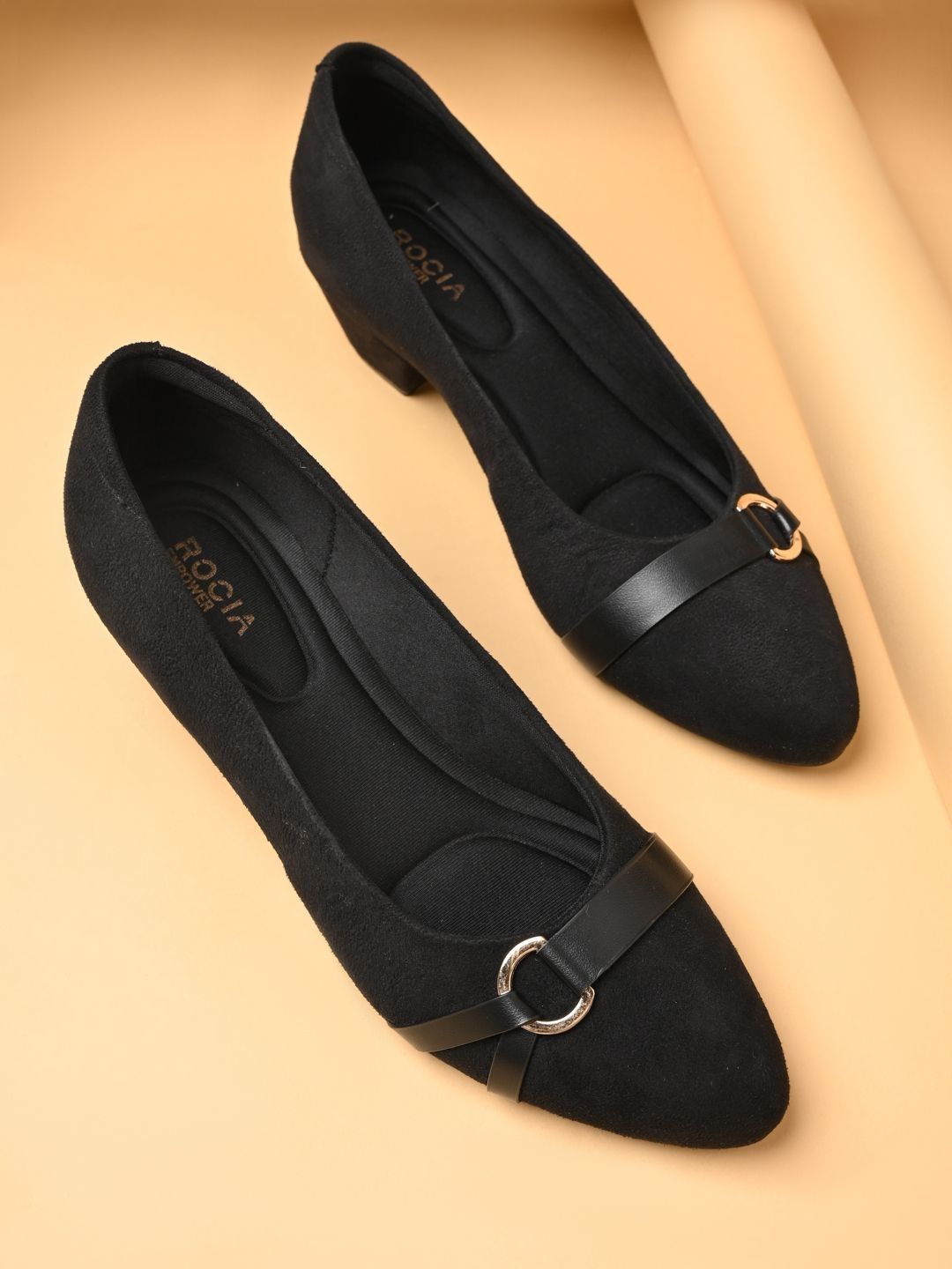 Block Pumps with Buckles Rocia By Regal Women Round Toe Block Heels Pumps With Buckles