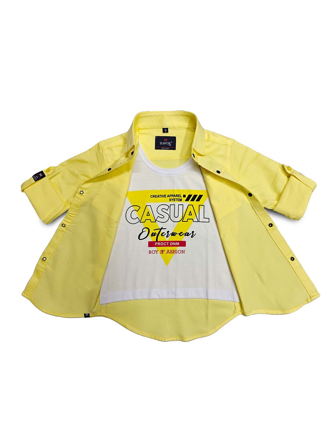 Havok kids Boys Comfort Relaxed Fit Solid Spread Collar Casual Shirt