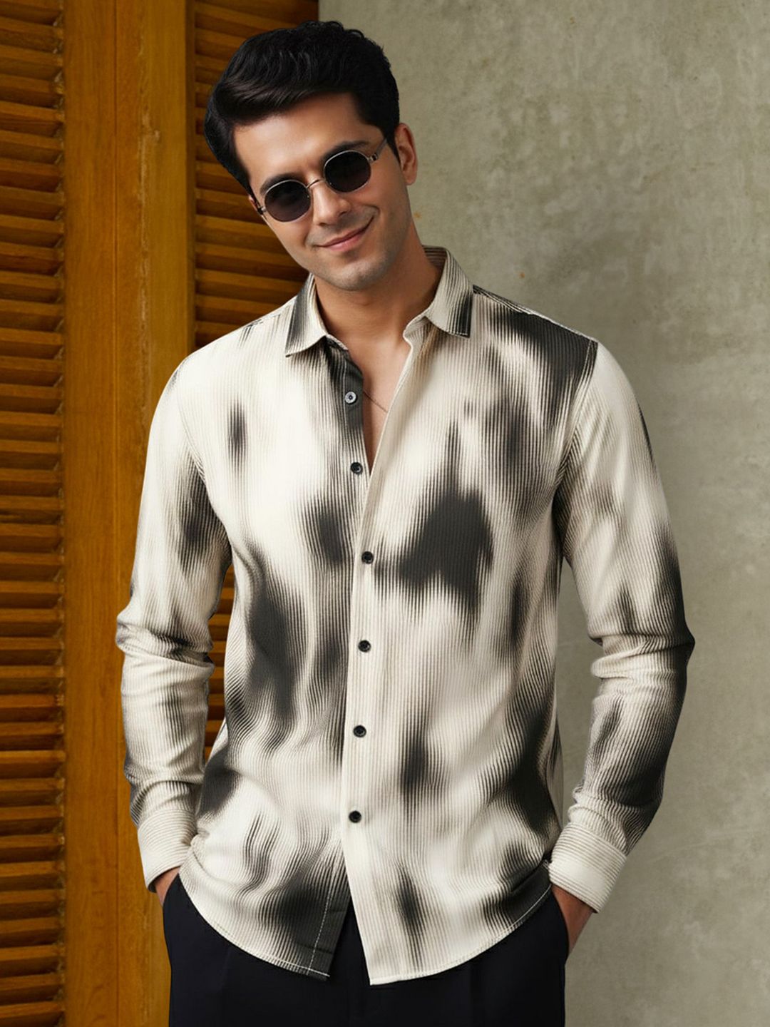 Metronaut Men Abstract Printed Regular Fit Spread Collar Long Sleeves Shirt
