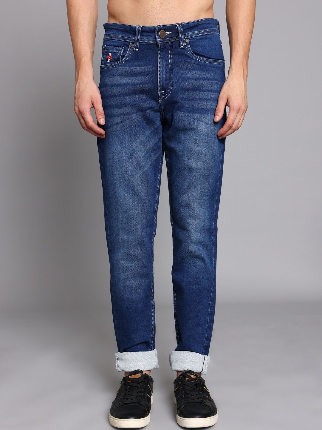 TRIGGER Men Solid Slim Fit Mid-Rise Light Fade Stretchable Clean Look Jeans