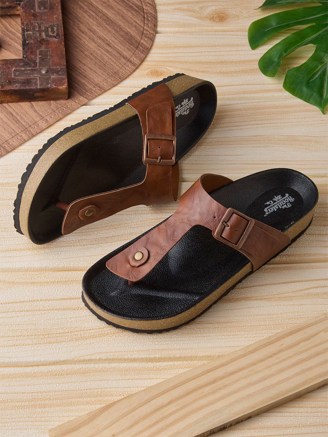 The Roadster Lifestyle Co Men Comfort Stylish Dual Strap Buckle Comfort Sandals