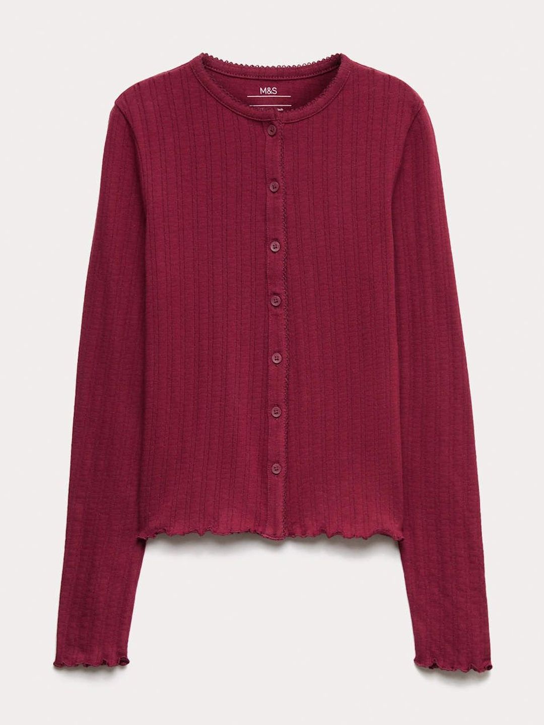 Marks & Spencer Marks & Spencer Cotton Rich Button Through Pointelle Top