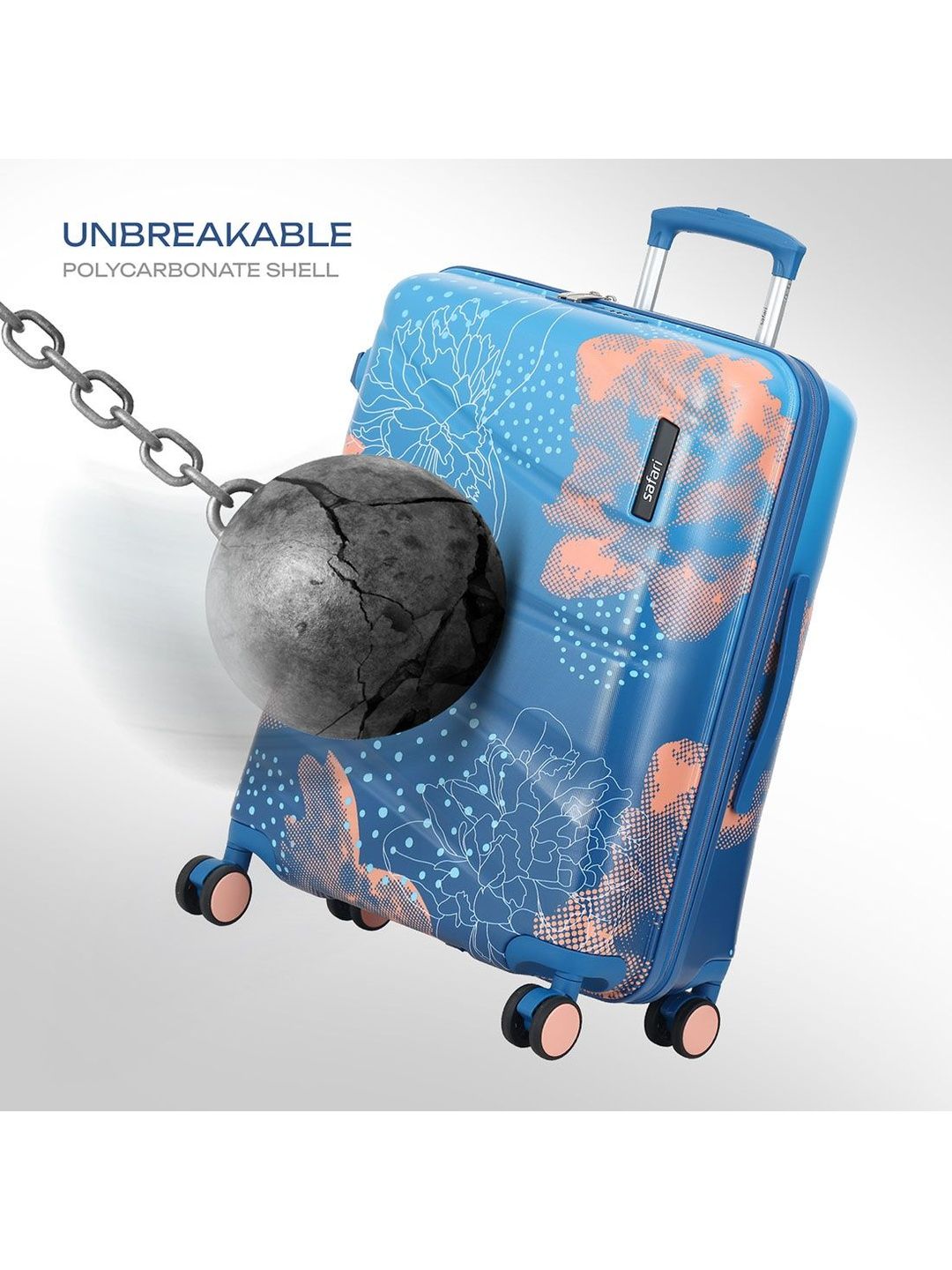 Buy Safari Set Of 3 Serene Pro Printed 8-Wheels 360-Degree Hard