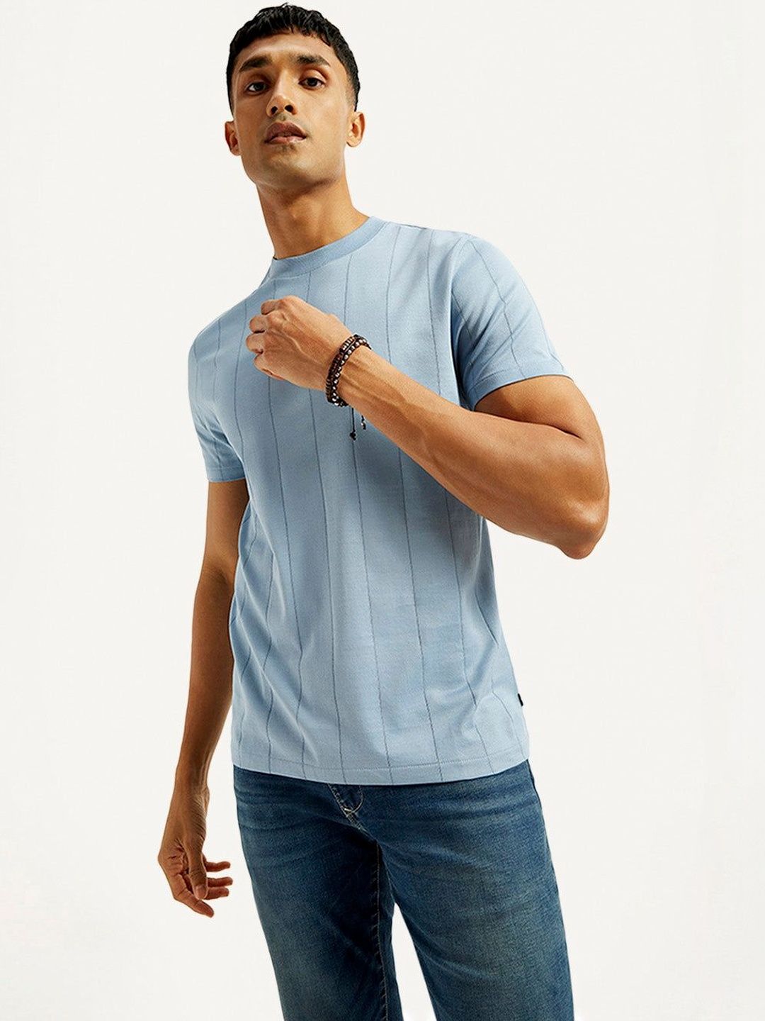 Men Striped Cotton T-shirt Levis Men Striped Round Neck Pure Cotton T-shirt