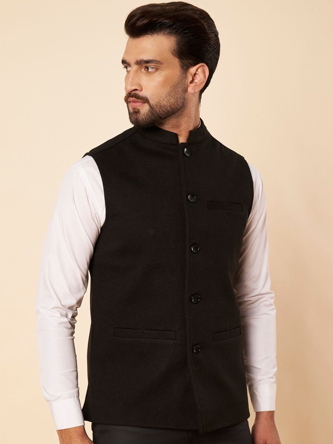 Zamour Woven Bandhgala Nehru Jacket