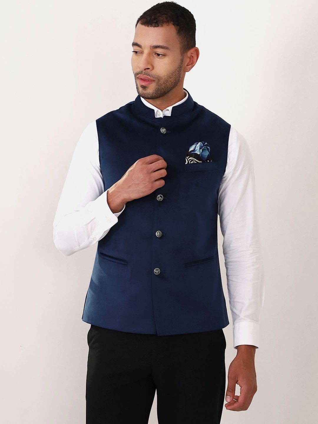 MANQ Mandarin Collar Nehru Jackets