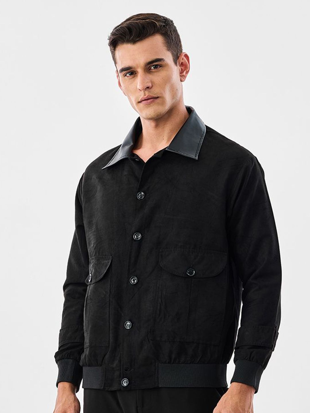 Snitch Men Solid Spread Collar Long Sleeve Tailored Jacket