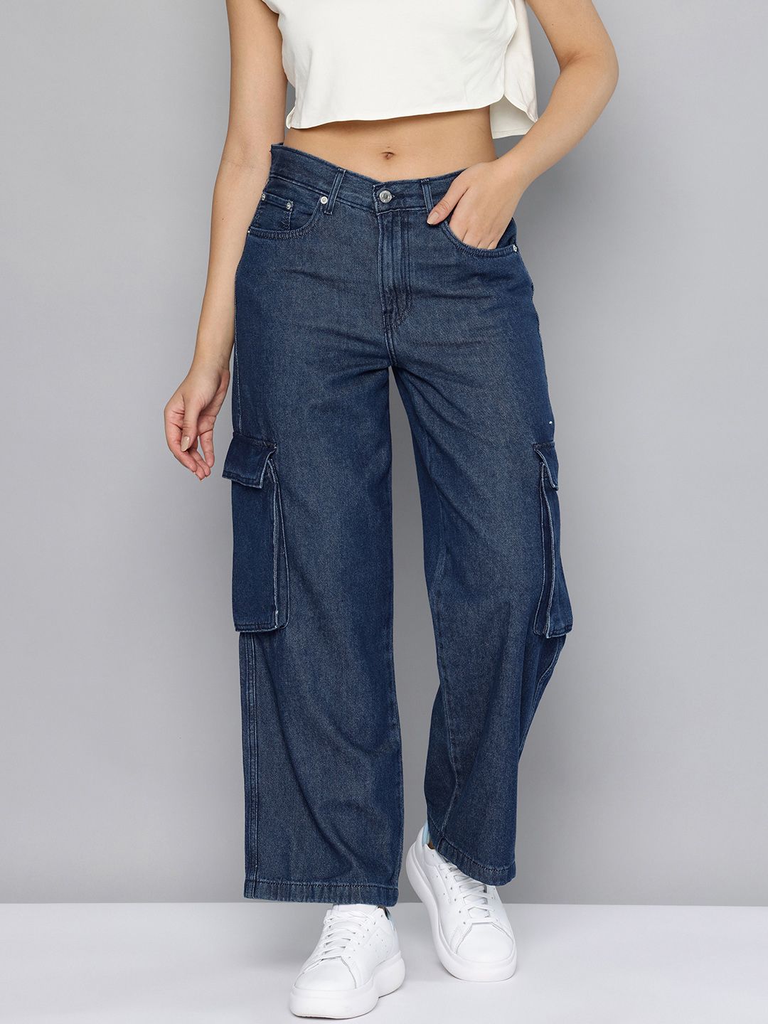 Levis Levis Women's 94 Dark Blue Baggy Fit Mid Rise Jeans