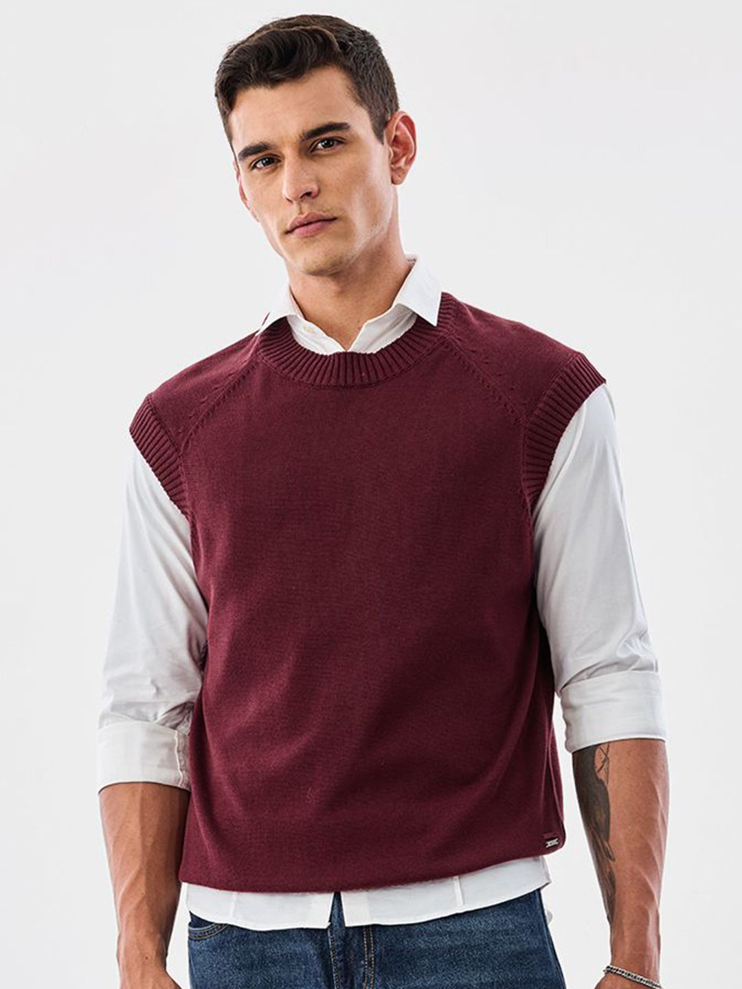 Snitch Snitch Men Solid Sleeveless Sweater Vest