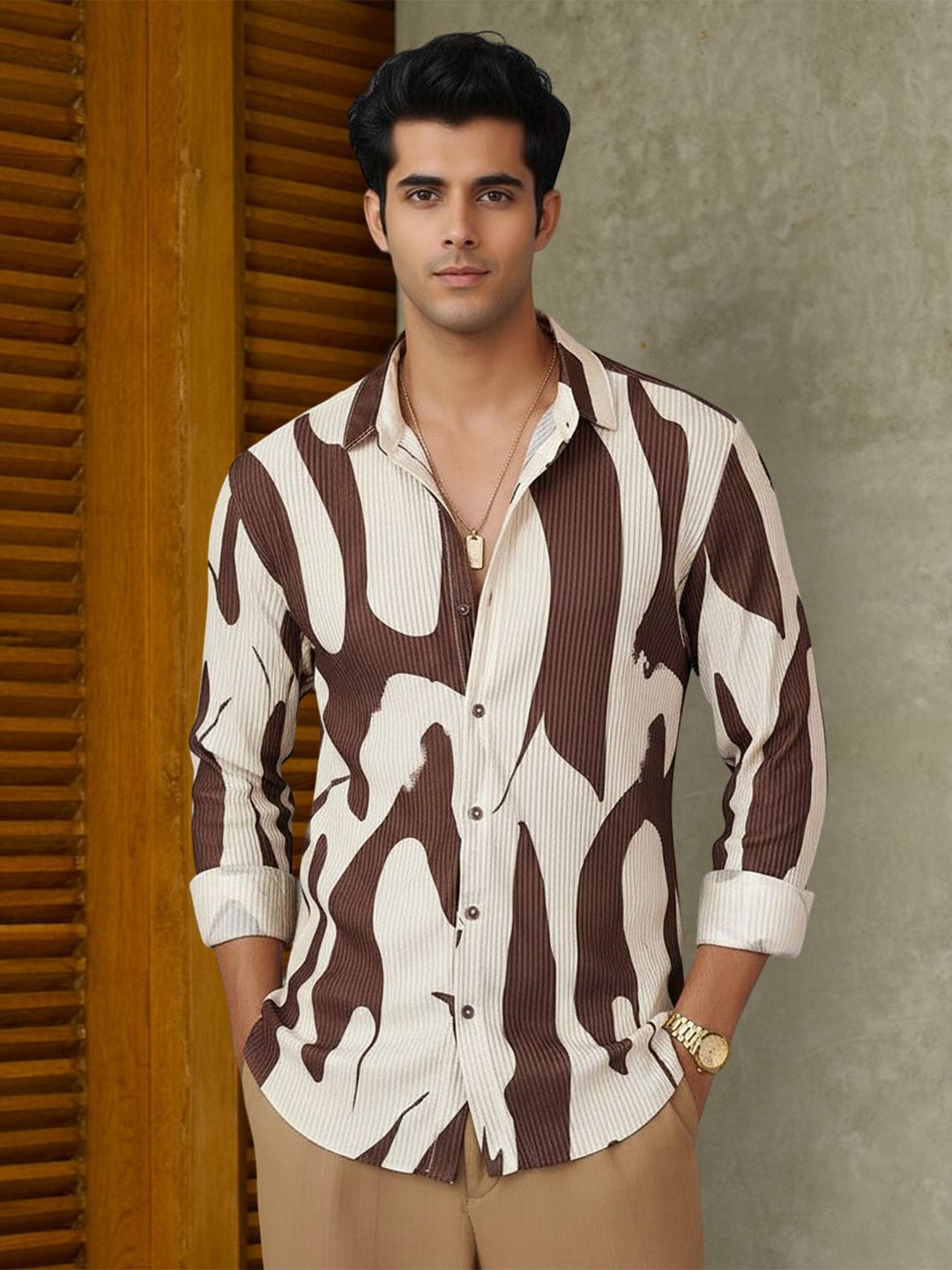 Metronaut Men Abstract Printed Spread Collar Casual Shirt