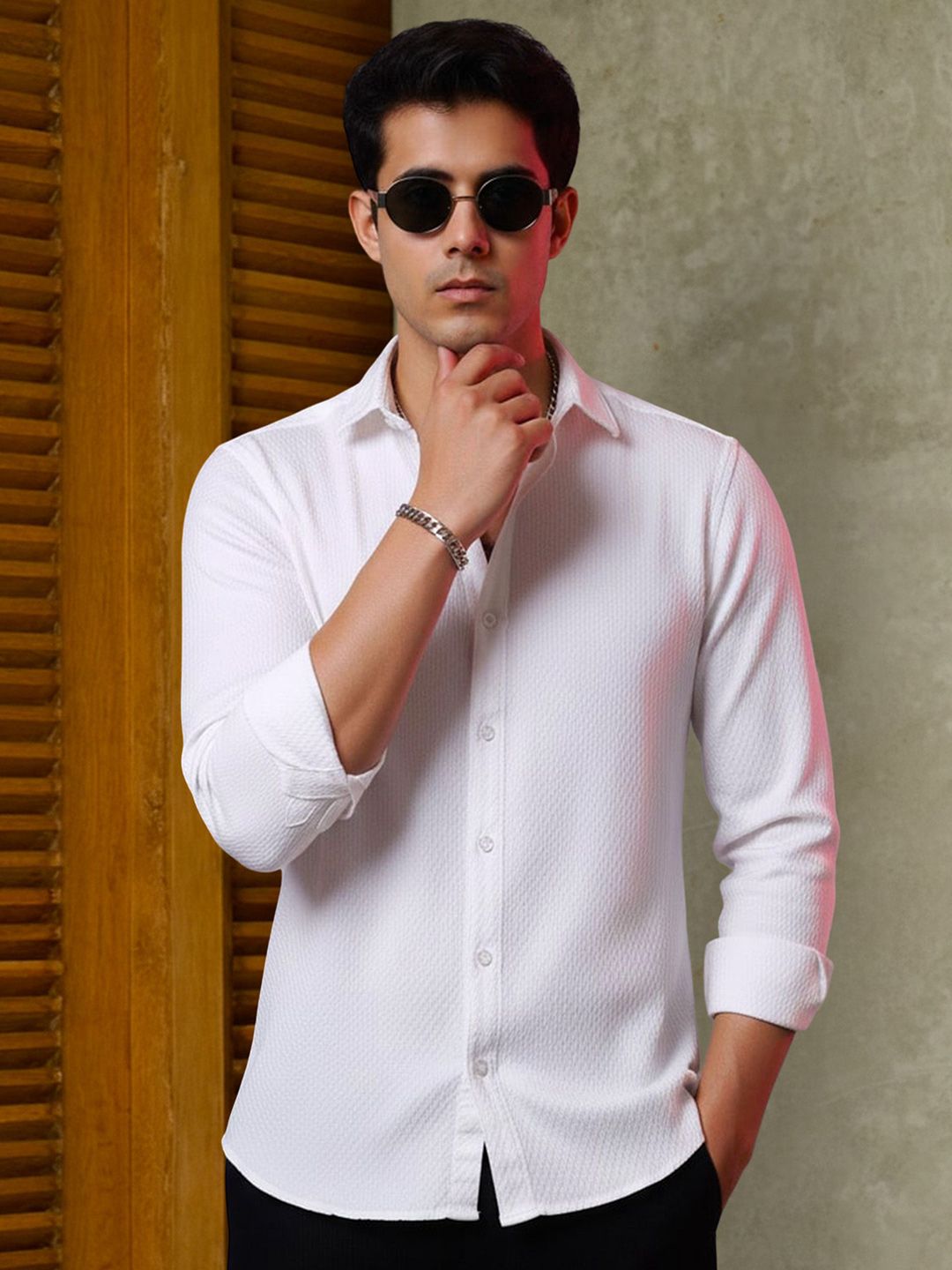 Metronaut Men Spread Collar Long Sleeves Casual Shirt