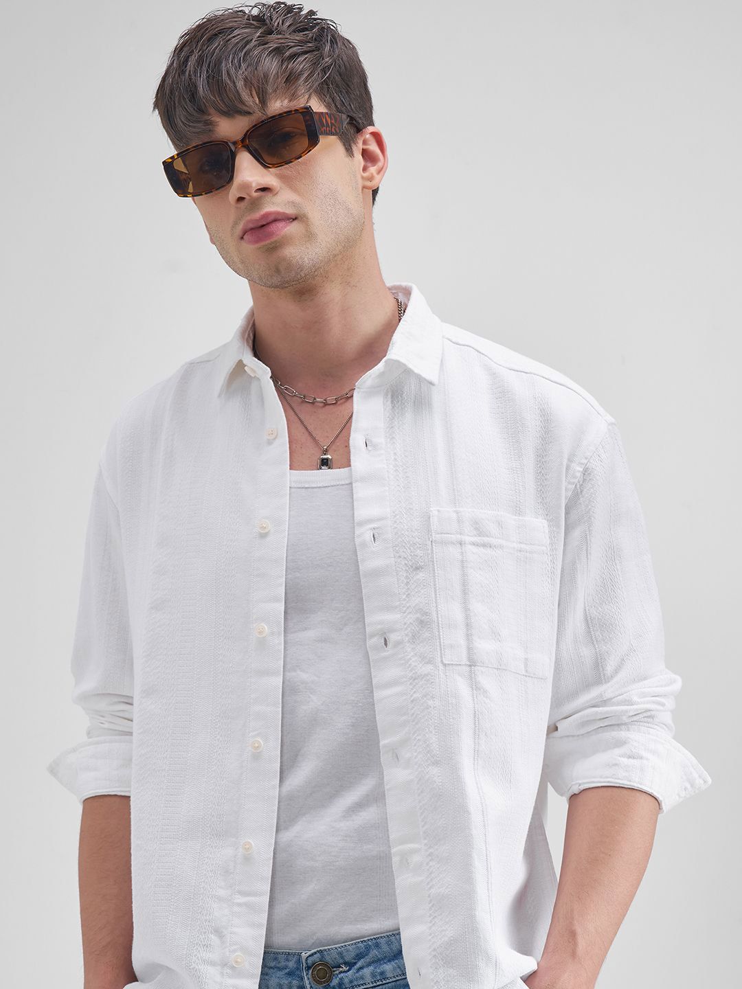 HIGHLANDER Men Cotton Spread Collar Casual Shirt