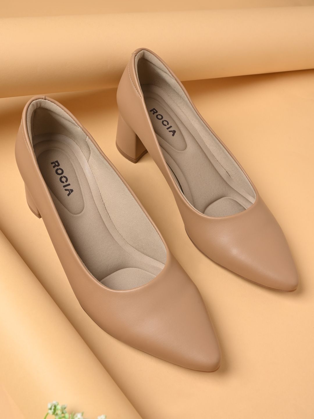 Women Solid Block Heel Pumps Rocia Women Solid Block Heel Pumps