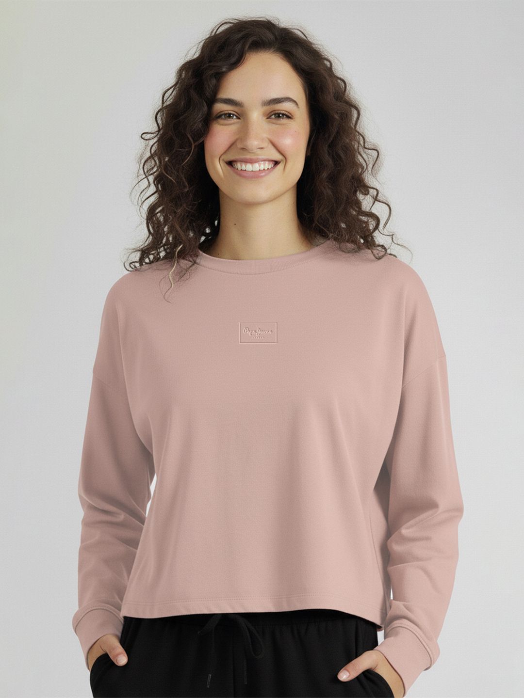 Pepe Jeans Women Brand Logo Round Neck Pullover Oversized Sweatshirt