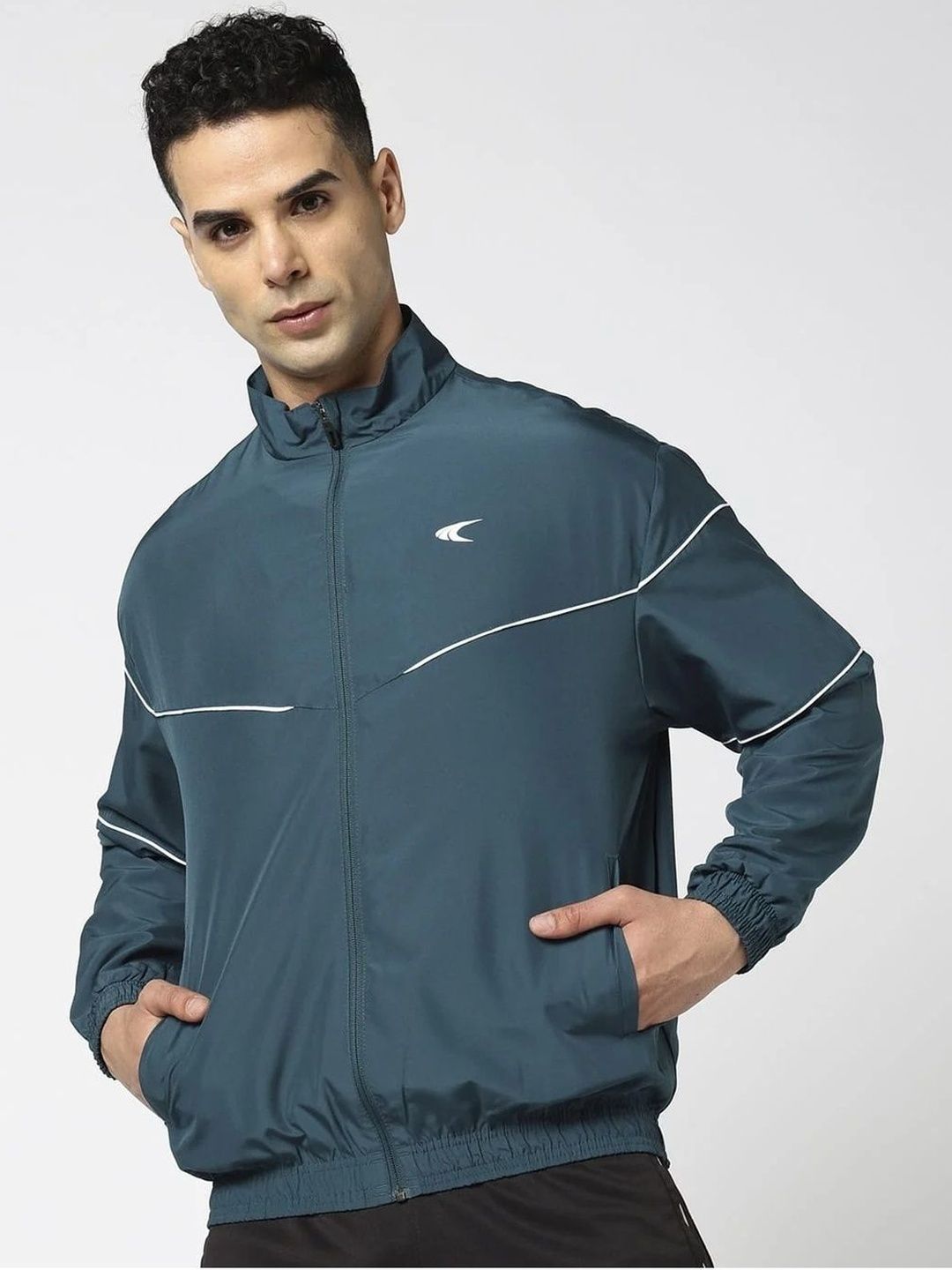 Performax Men Stand Collar Solid Lightweight Sporty Jacket