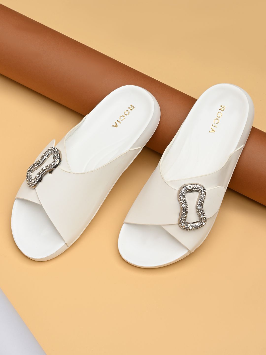 Rocia Women Embellished Open Toe Flats with Buckle