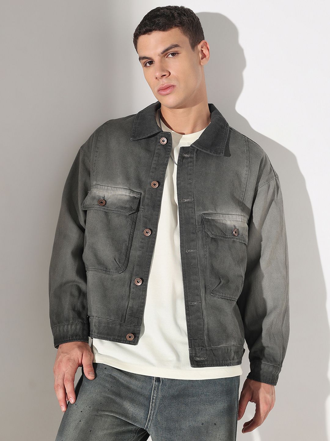 SHOWOFFFF Men Outdoor Denim Jacket