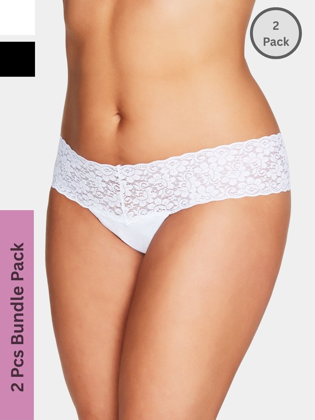 BE IN LOVE Pack Of 2 Low-Rise Inner Elastic Thongs Briefs
