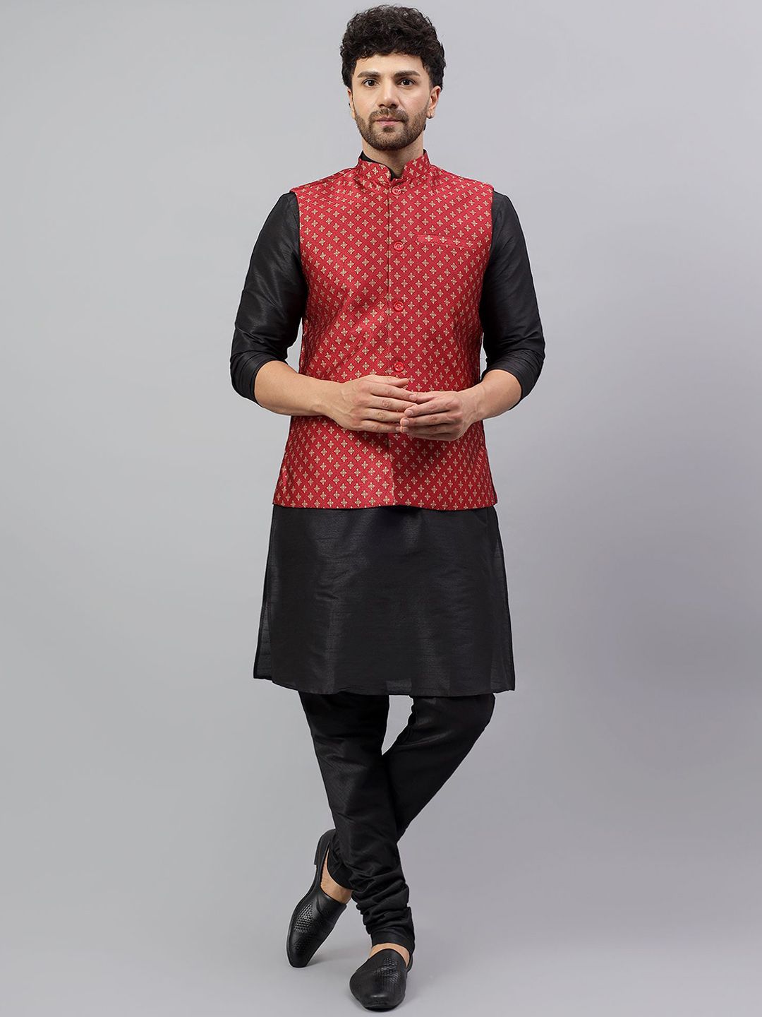 Latest Chikan Garments Ethnic Motifs Woven Design Nehru Jacket