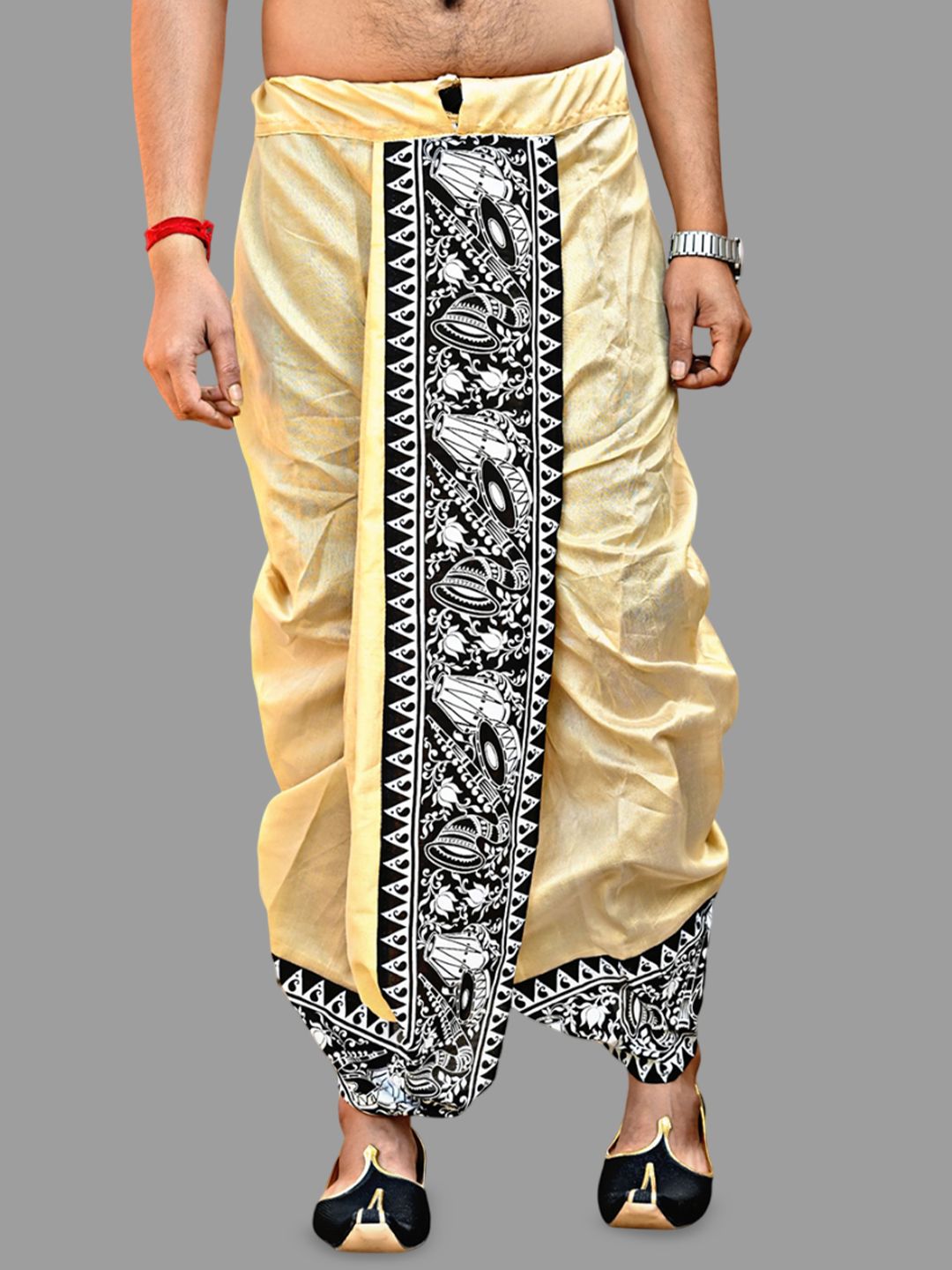 M Mahalaxmi Creation Men Printed Art Silk Dhoti