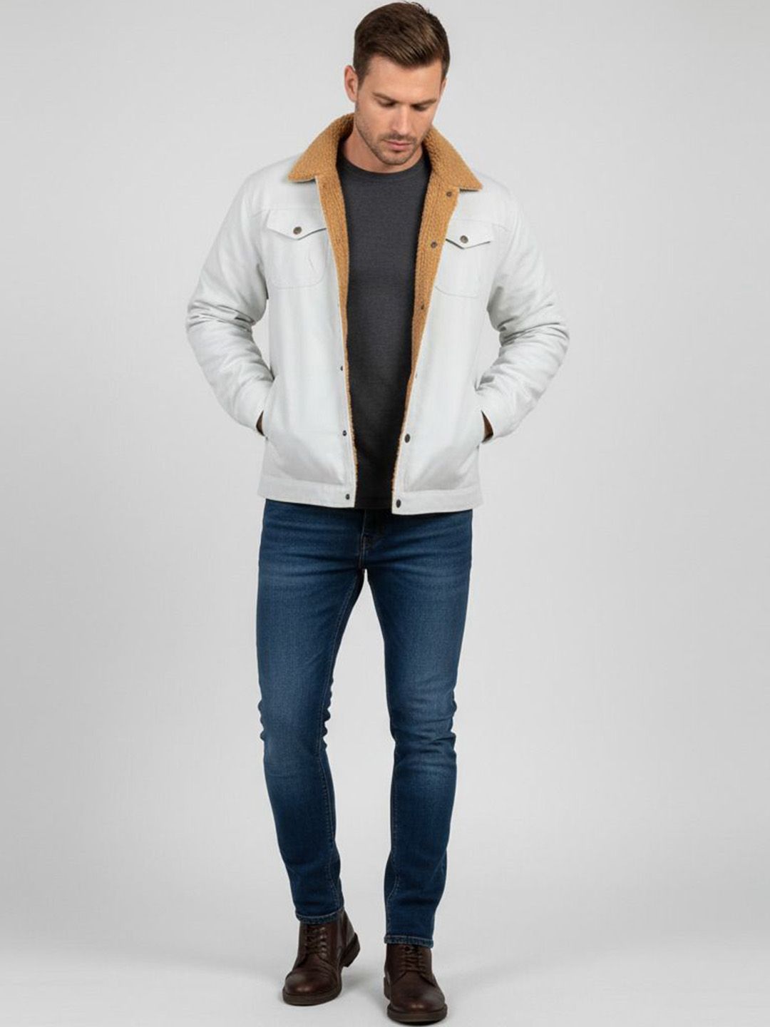 Mast & Harbour Men Spread Collar Solid Open Front Jacket