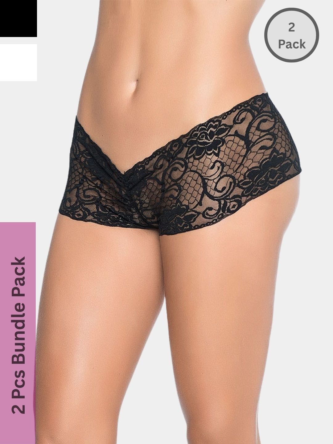 BE IN LOVE Women Pack Of 2 Low-Rise Hipster Briefs