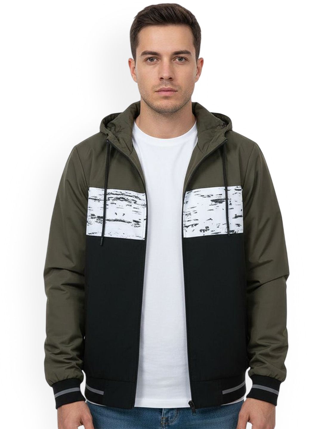 The Roadster Lifestyle Co. Colourblocked Hooded Sporty Jacket
