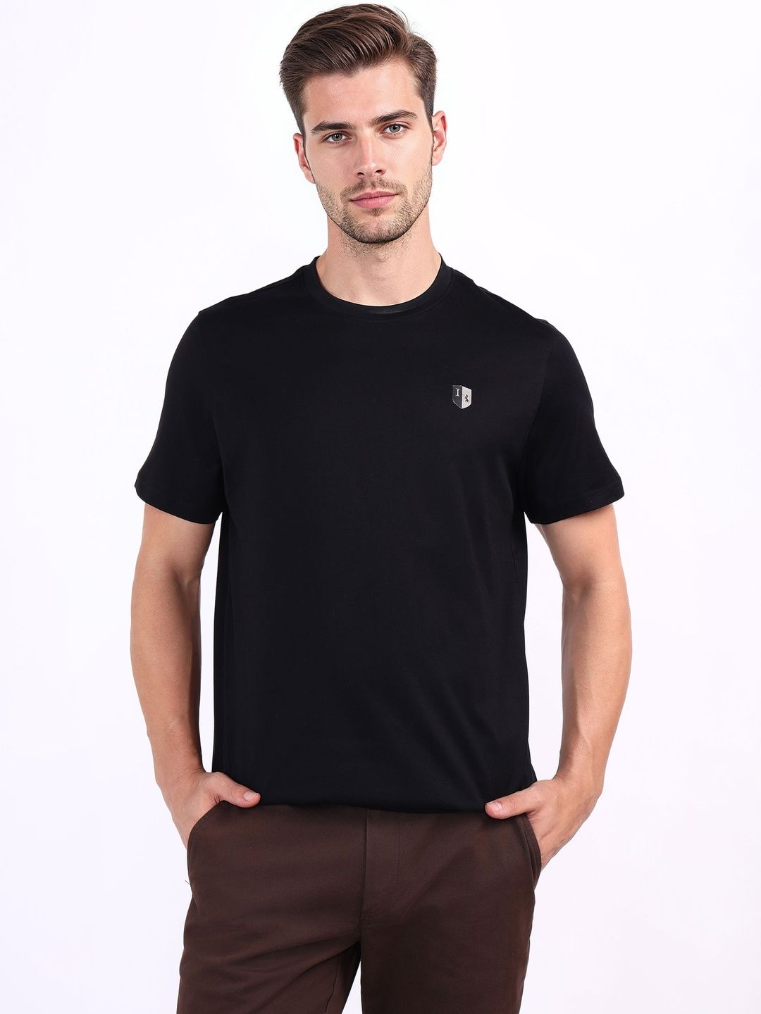 Iconic Men Solid Round Neck Pure Cotton T-shirt