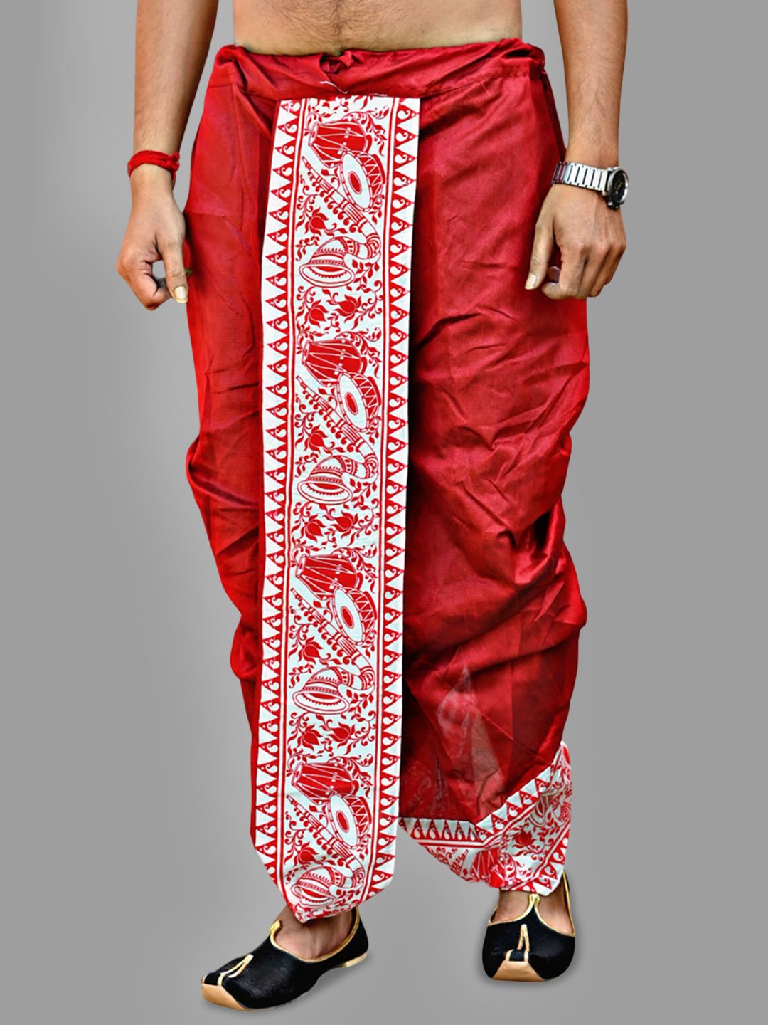 M Mahalaxmi Creation Men Silk Printed Dhotis