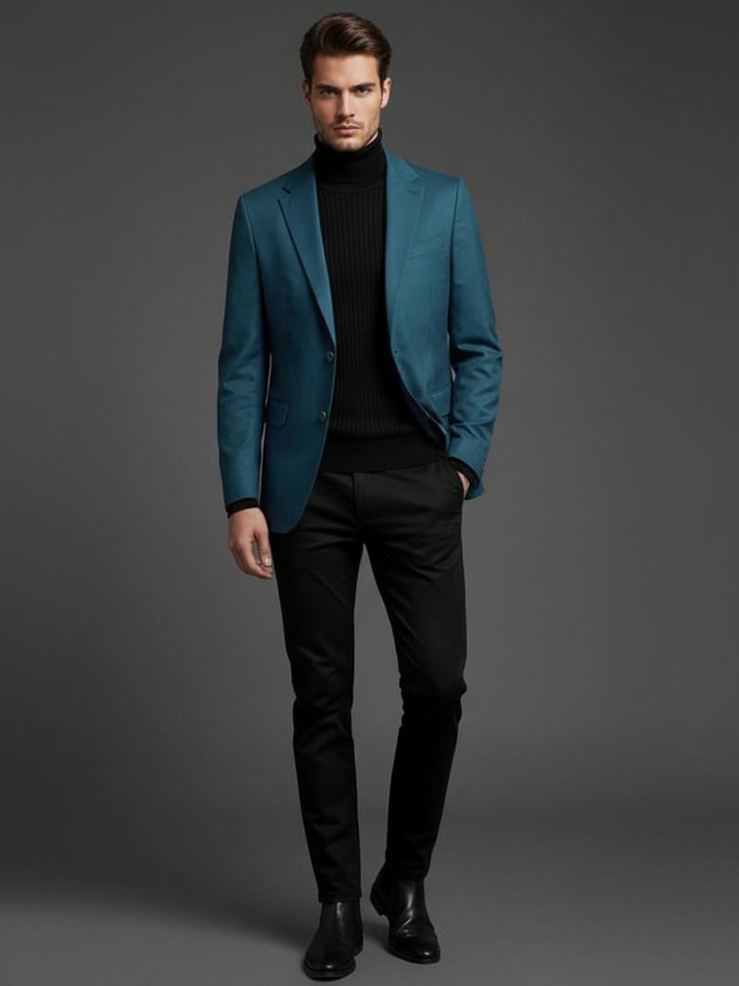 INVICTUS Men Solid Notched Lapel Collar Blazers