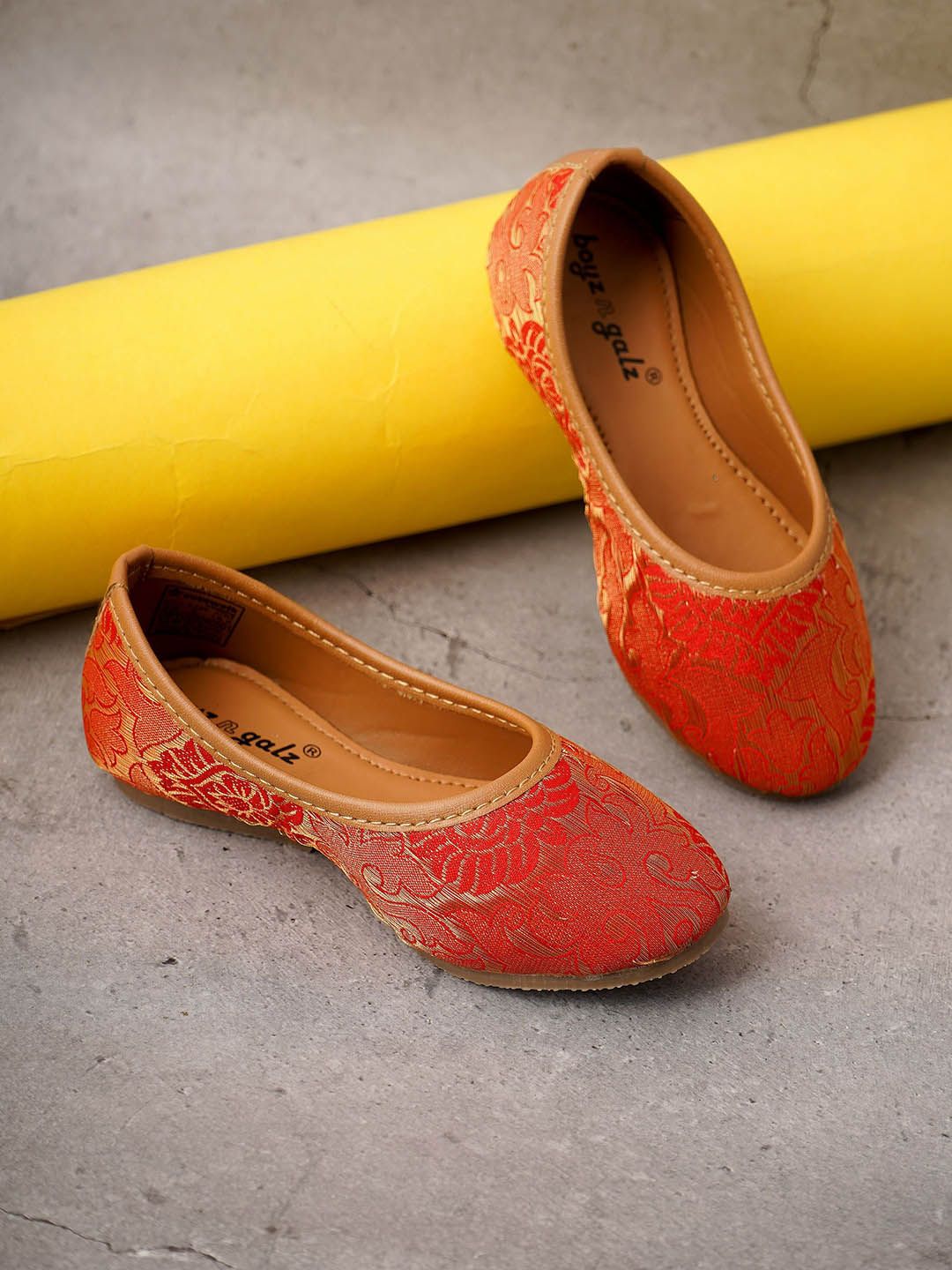 BOYZ N GALZ Girls Woven Design Mojaris Flats