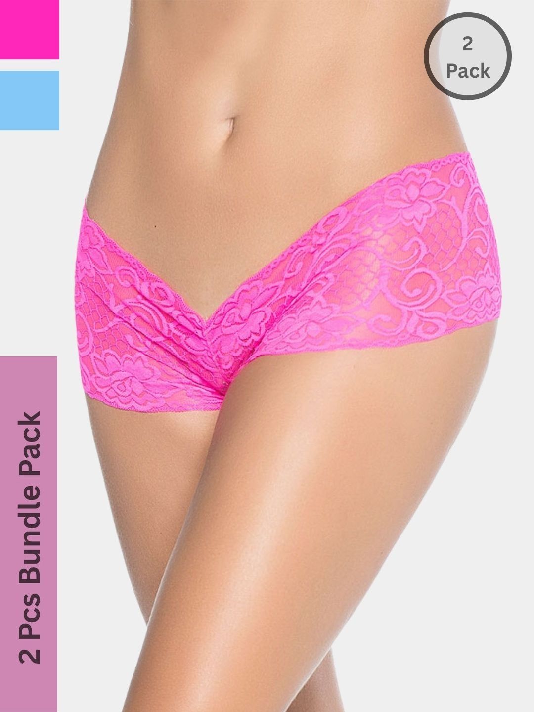 BE IN LOVE Women Pack Of 2 Lace Low-Rise Hipster Briefs