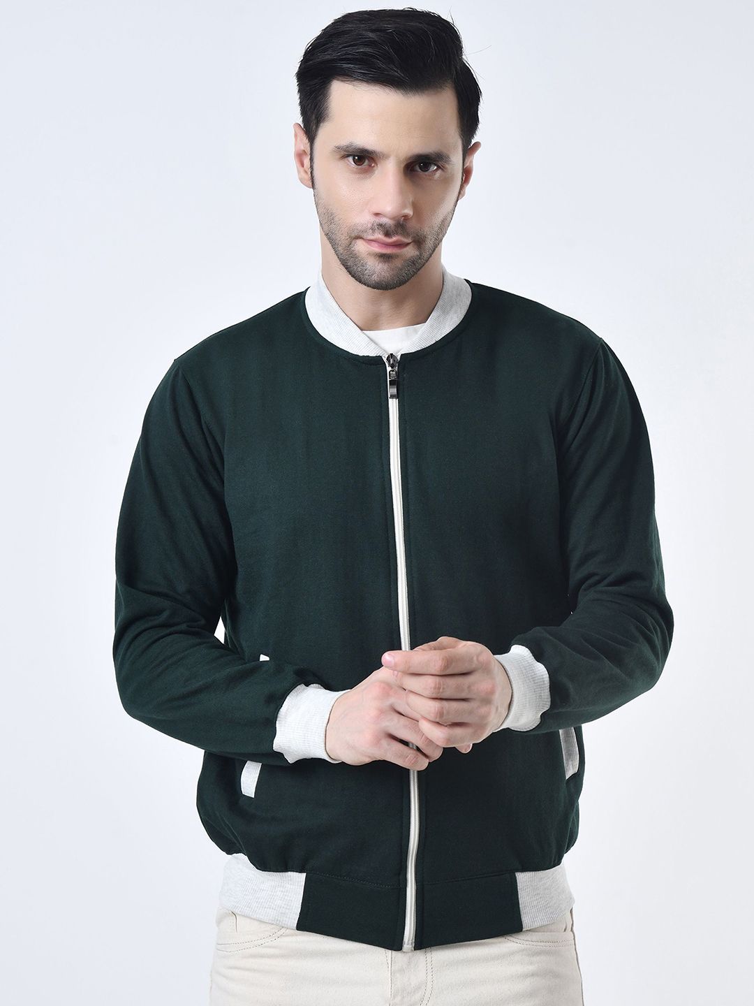 BAESD Men Stand Collar Solid Lightweight Bomber Jacket