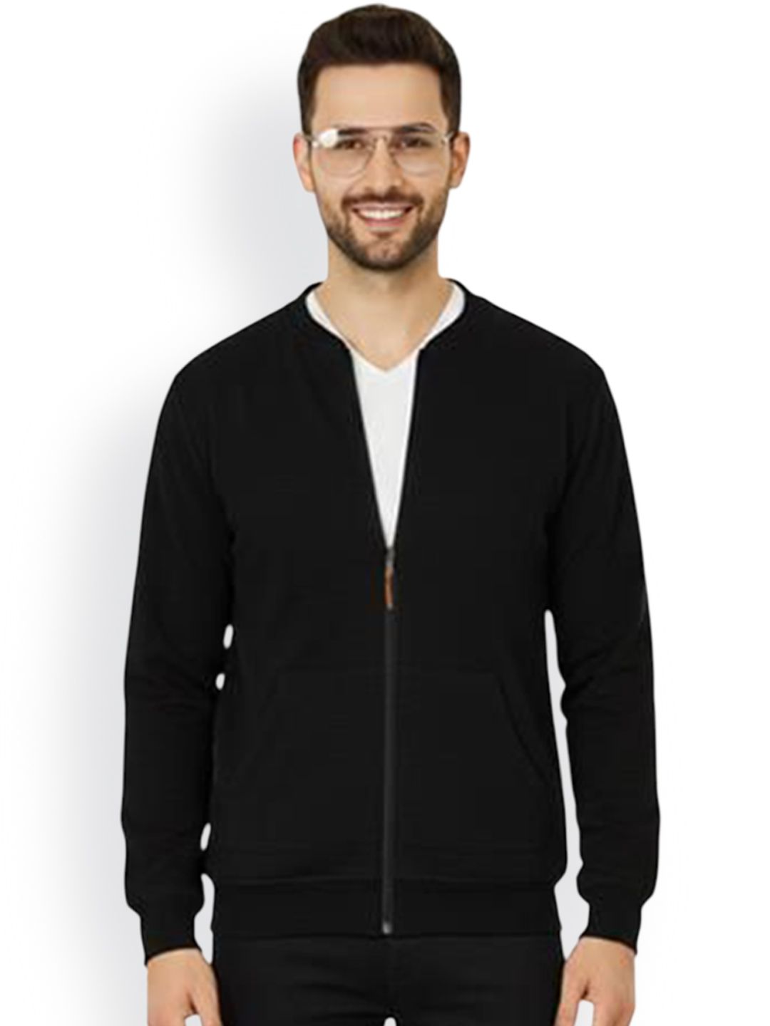Leotude Men Stand Collar Solid Bomber Jacket With Zipper Closure And Side Pockets