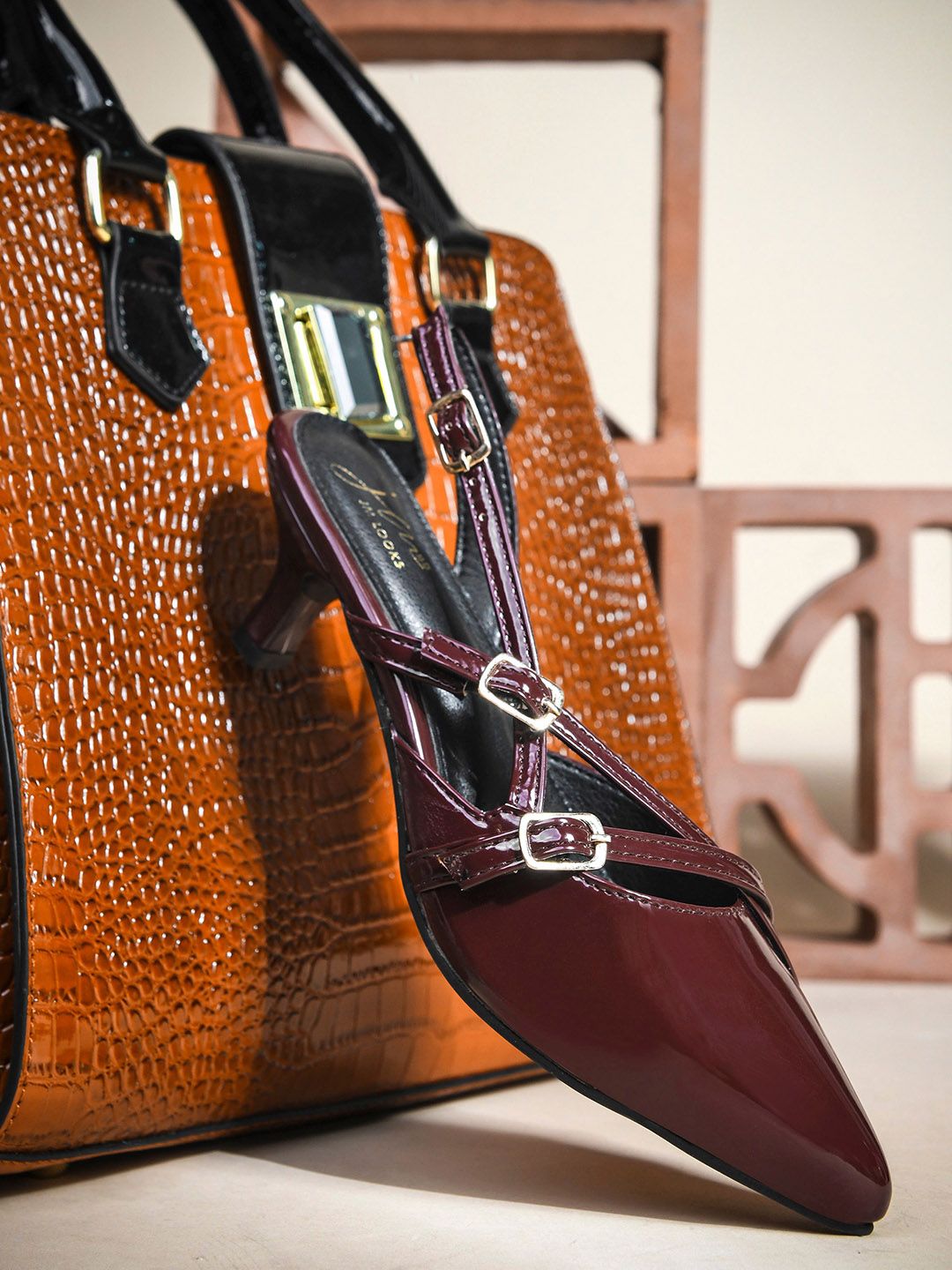 JM Looks Women Pointed Toe Slingback Kitten Heels