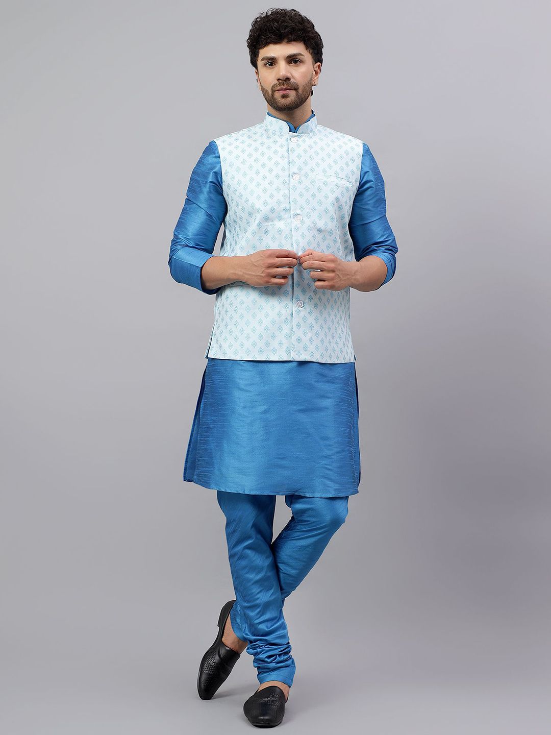 Latest Chikan Garments Ethnic Motifs Mandarin Collar Nehru Jacket