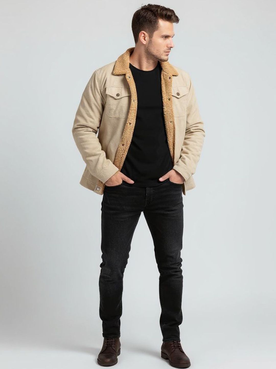 Mast & Harbour Men Spread Collar Solid Open Front Jacket