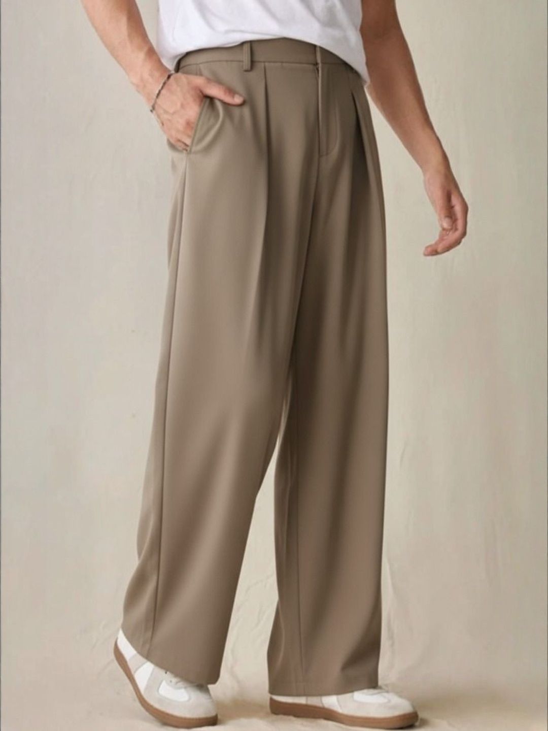 Next One Men Korean Straight Fit Easy Wash Pleated Trousers