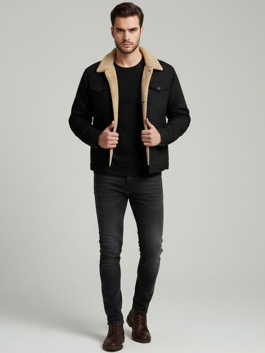 Mast & Harbour Men Spread Collar Solid Open Front Jacket