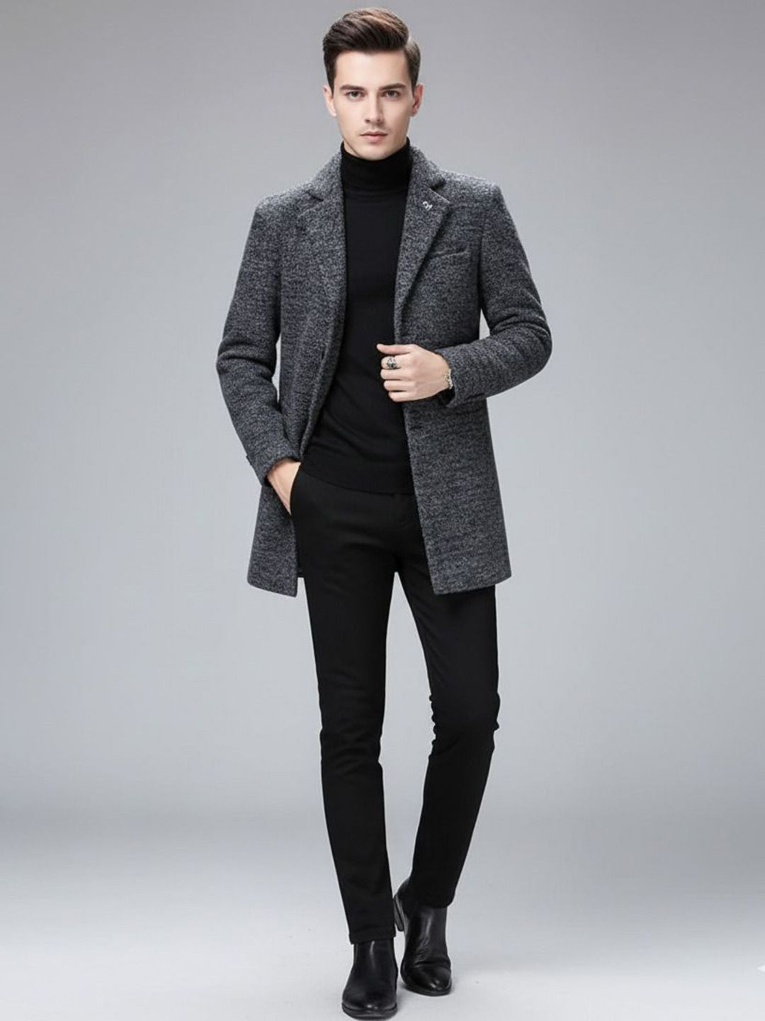 INVICTUS INVICTUS Men Solid Notched Lapel Collar Blazers