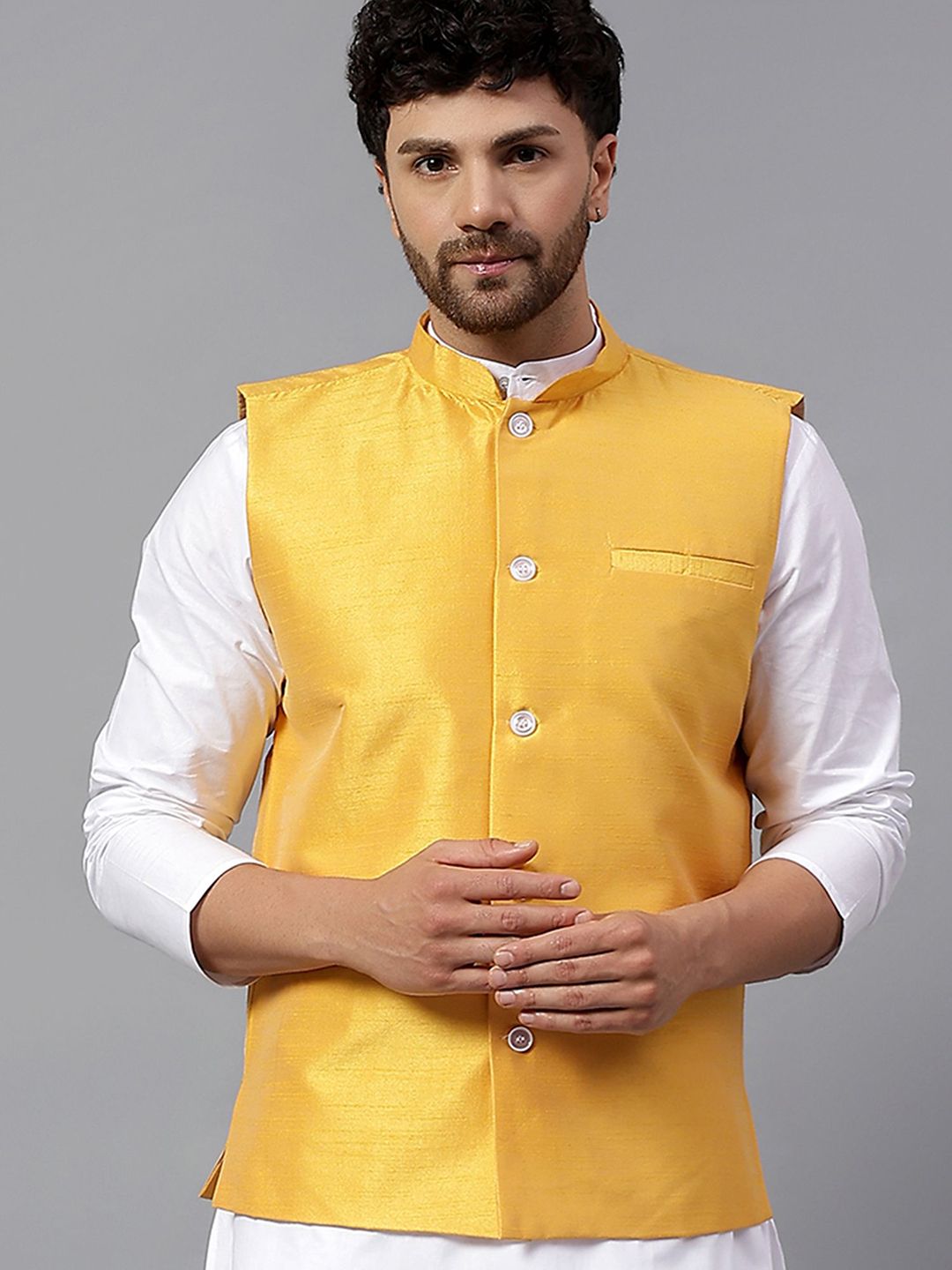 Latest Chikan Garments Men SOlid Mandarin Collar Nehru Jackets