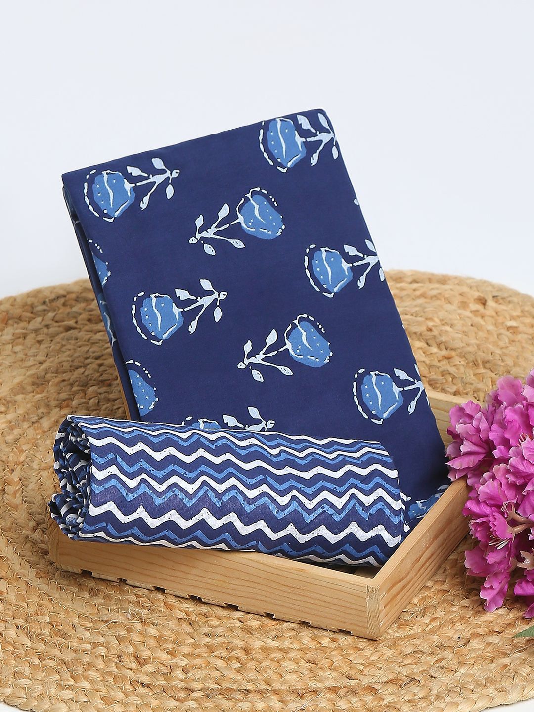 SALWAR STUDIO Floral Printed Pure Cotton Unstitched Dress Material