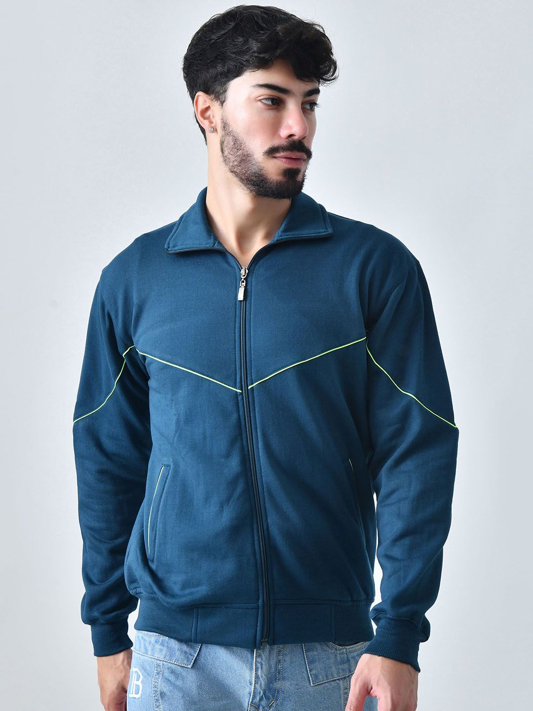 BAESD Men Mock Collar Solid Lightweight Bomber Jacket