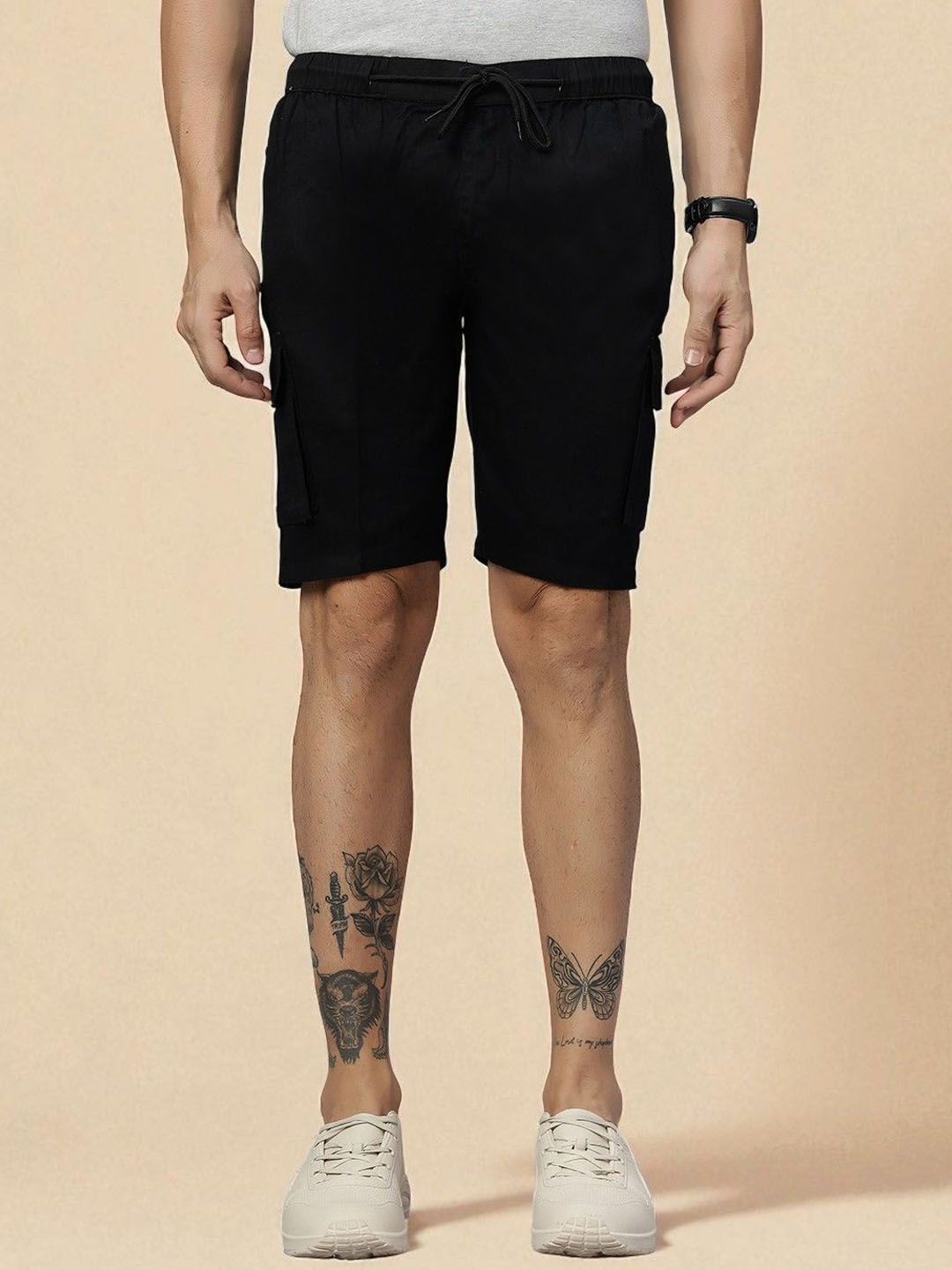 HO BINDAASS Men Regular Fit Mid-Rise Cargo Shorts